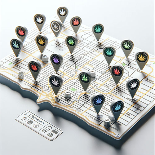 images of marijuana dispensary locations. comparing locations of Cookies